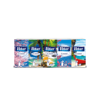 Kapesníky Velvet Classic 3 vrstvé bílé, balení 10x10