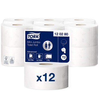 Tork 120280, Mini Jumbo, toaletní papír dvouvrstvý 12 ks bílý, 170m, T2