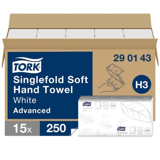 Tork 290143 Singlefold, bílé jemné papírové ručníky Advanced, H3