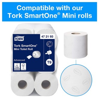 Tork 472193, SmartOne Mini toaletní papír Advanced, dvouvrstvý, T9, karton = 12 rolí