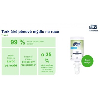 Tork 520201, jemné pěnové mýdlo Premium Clarity, 1 litr - 2500 dávek, S4, 1 ks
