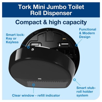 Tork 555008 zásobník na toaletní papír - Mini Jumbo černý, systém T2