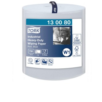 Tork Heavy-Duty 130080 průmyslová 3 vrstvá utěrka modrá, 750 útržků, W1