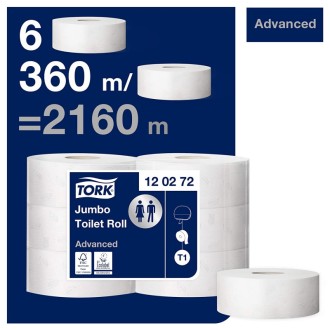 Tork Jumbo 120272, toaletní papír dvouvrstvý bílý, T1, balení = 6 rolí