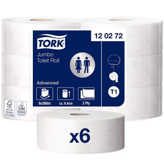 Tork Jumbo 120272, toaletní papír dvouvrstvý bílý, T1, balení = 6 rolí