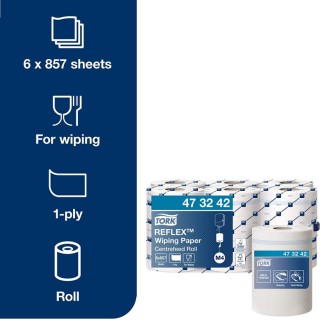 Tork Reflex 473242, 1 vrstvá papírová utěrka středové odvíjení bílá, návin 300 m, M4, karton = 6 rolí