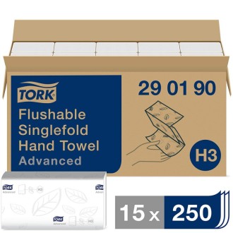 Tork Singlefold Flushable 290190 papírové ručníky splachovatelné bílé Advanced, H3